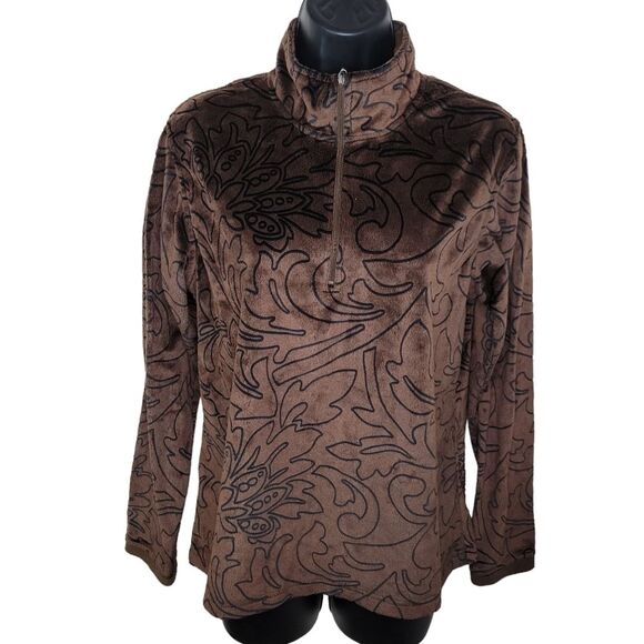 Wooly Bully Wear Colorado brown fleece pullover jacket size Medium - Picture 1 of 6